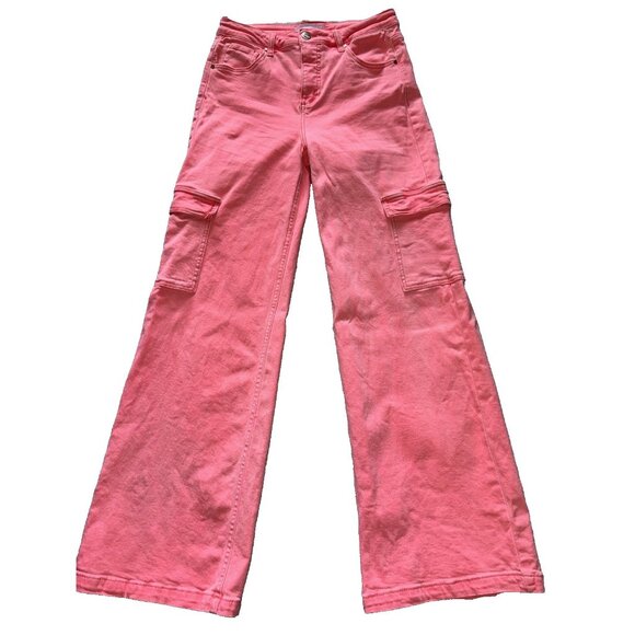 Freckled Poppy X RISEN LOS ANGELES Jeans Pants SZ 7 28X32 Pink Tummy Control - Picture 2 of 16